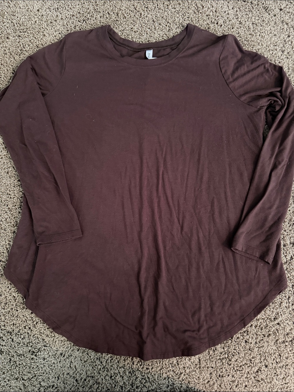 Zenana Outfitters Long Sleeve Scoop Hem Top - Dark Brown
